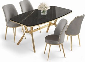 Lena étkezőgarnitúra, fekete márvány-arany, 160 cm – TR240CHR2869
