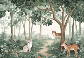 Fotótapéta Gyerekeknek Erdő Állatok Őz Fák Tapéta Flizelina 200x140