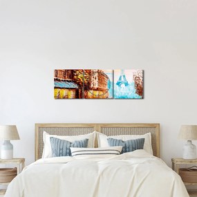 Kép - Esős idő és az Eiffel-torony (órával) (90x30 cm)