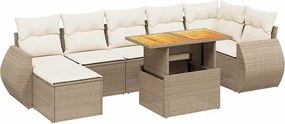 vidaXL 8 részes bézs polyrattan kerti ülőgarnitúra párnával