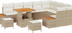 vidaXL Kerti Kanapé Szett párnával tárolóval 12 pcs Bézs Poli rattan