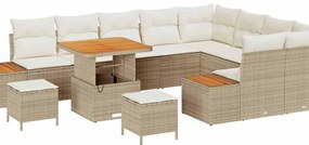 vidaXL Kerti Kanapé Szett párnával tárolóval 12 pcs Bézs Poli rattan