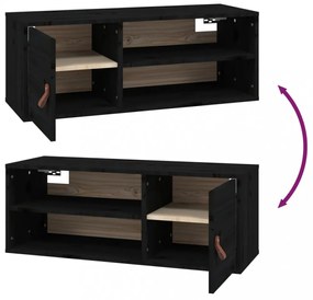 2 db fekete tömör fenyőfa faliszekrény 80 x 30 x 30 cm