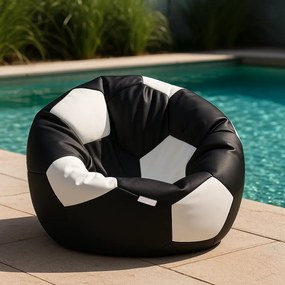 EMI focilabda mintás fekete-fehér műbőr babzsákfotel