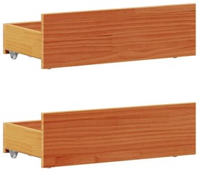 barna tömör fenyőfa ágy matrac nélkül fejtámlával 100 x 200 cm