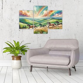 Kép – Vágtázó lovak a tájban (90x60 cm)