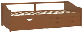 mézbarna 3 személyes tömör fenyőfa kanapéágy fiókokkal 90x200cm