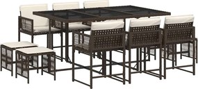 vidaXL 11 részes barna polyrattan kerti ülőgarnitúra párnákkal