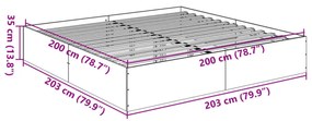 füstös tölgy színű szerelt fa ágykeret 200 x 200 cm