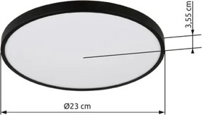 Globo 41566-15S Mennyezeti lámpa, matt fekete műanyag, fehér műanyag, felfelé is világít "háttérvilágítás", ø: 230mm, M: 35.5mm, tartozék: LED 15W 230V, 1300lm forrás, 650lm kimenet, 4000K