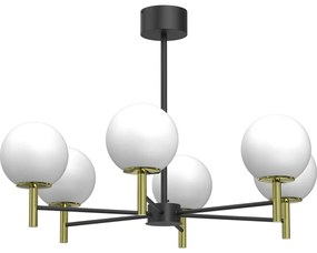 Csillár rúdon  AWINION 6xE27/15W/230V fehér/arany/fekete