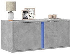betonszürke falra szerelhető TV-szekrény LED-del 80x31x35 cm