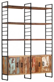 4 szintes tömör újrahasznosított fa könyvespolc 124x30x180 cm