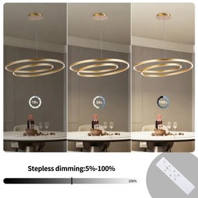 Brilagi-LED Fényerőszabályozható kábeles csillár TWISTER LED/105W/230V átm. 100 cm arany + távirányító