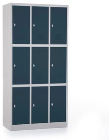 Fém szekrény - 9 doboz, 90 x 45 x 185 cm, csavaros zár, antracit - ral 7016