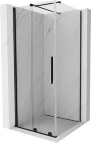 Mexen Velar, zuhanykabin tolóajtóval 90 (ajtó) x 90 (fal) cm, 8mm átlátszó üveg, fekete matt, 871-090-090-01-70