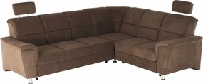 Kinyitható ülőgarnitúra, barna szövet, jobbos, SANTIAGO