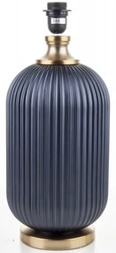 Elegáns királykék barázdált aranyszegélyes kerámia asztali lámpa kék szövet lámpaernyővel 67x41x41cm