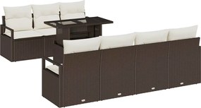 vidaXL Kerti Kanapé Szett párnával 8 pcs Barna és Krém polirattan