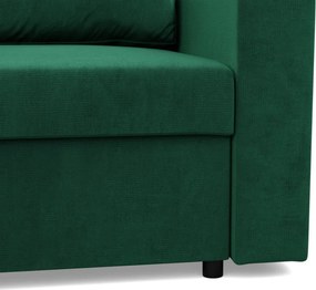 Zeus sarokkanapé, 2 ágyneműtartóval, egyenes kartámasz, bársony, univerzális oldal, hab töltet, zöld