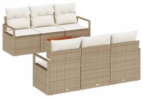 vidaXL Kerti Kanapé Szett párnával 7 pcs Bézs polirattan