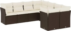vidaXL 8 részes barna polyrattan kerti ülőgarnitúra párnákkal