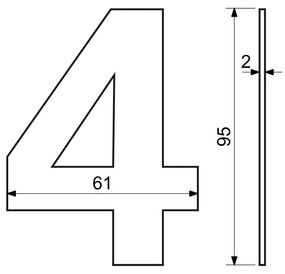 Házszám "4", RN.95L, rozsdamentes acél