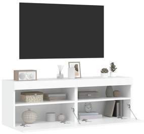2 db fehér falra szerelhető TV-szekrény LED-ekkel 60x30x40 cm