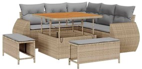 vidaXL Kerti Kanapé Szett párnával 8 pcs bézs és világosszürke