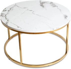 Dohányzóasztal Fehér Márvány/Arany Színben. CLIFF MAX