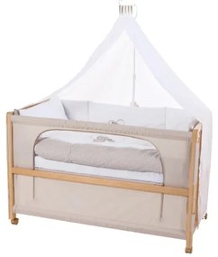 Natúr színű gurulós babaágy baldachinnal 60x120 cm Liebhabär – Roba