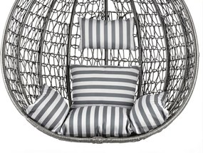 Szürke KOKON függőszék állvánnyal, fehér-szürke párna