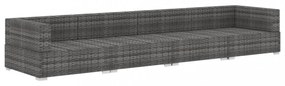 4 részes szürke polyrattan kerti kanapészett párnákkal
