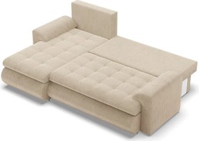 Tokio sarokkanapé, 2 ágyneműtartóval, kordbársony, baloldali, bézs