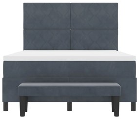 Boxspring ágy matraccal és paddal Sötétszürke 140x200 cm Bársony