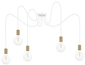 Belis Csillár zsinóron MIROS 5xE27/60W/230V pók fehér/arany BE0786