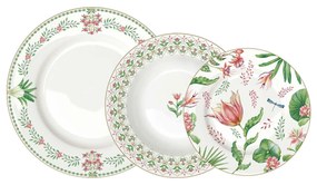 18 részes virágos porcelán étkészlet Botanic Chic