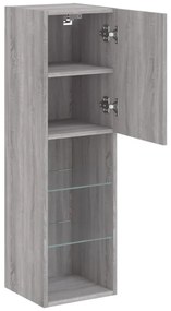 2 db szürke sonoma TV-szekrény LED-ekkel 30,5 x 30 x 102 cm