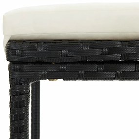 3 részes fekete tömör akácfa és polyrattan kerti bárszett
