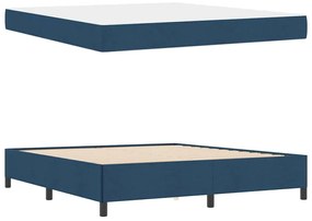 Boxrugós ágy Kék és Fekete 180 x 200 cm Textil és mérnöki fa