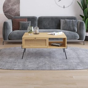 Natúr színű dohányzóasztal tölgyfa dekorral 60x100 cm Ecrin – Marckeric