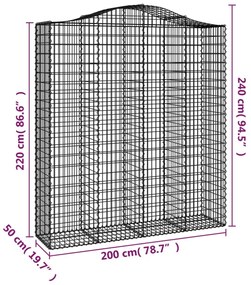 íves horganyzott vas gabion kosár 200x50x220/240 cm