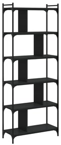 6 szintes fekete szerelt fa könyvespolc 76 x 32 x 192 cm