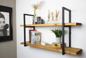 Fali polc Akasztós könyvespolc Loft Ipari fa fém 90cmx30cm