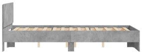 betonszürke ágykeret fejtámlával 120 x 200 cm