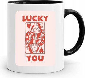 Fekete Bögre Lucky You Feleség Barátnőjének Ajándék fényképes nyomtatással