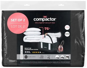 Vákuumos-megerősített textil ruhatároló doboz szett 2 db-os 65x45x27 cm Black Edition – Compactor