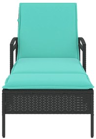 Napozóágy Párnával Fekete 63x200x81 cm Poli Rattan