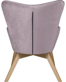 Levendula színű bársony fotel lábtartóval Niko – Ropez