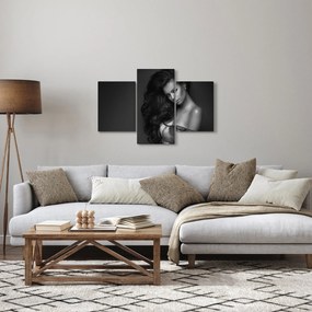 Kép - fekete, fehér, portré, közül, csábító, nő (90x60 cm)